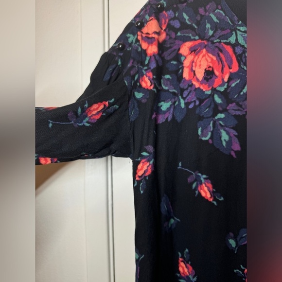 Anthropologie Maeve Gardenia Black Pink Purple Floral Linen Blend Blouse Top XS - Picture 6 of 16